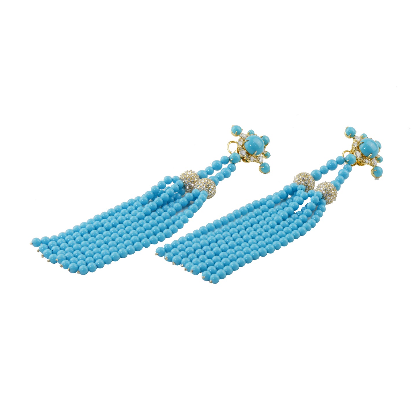 (Bù Yáo 步摇) Turquoise Tassel Earrings