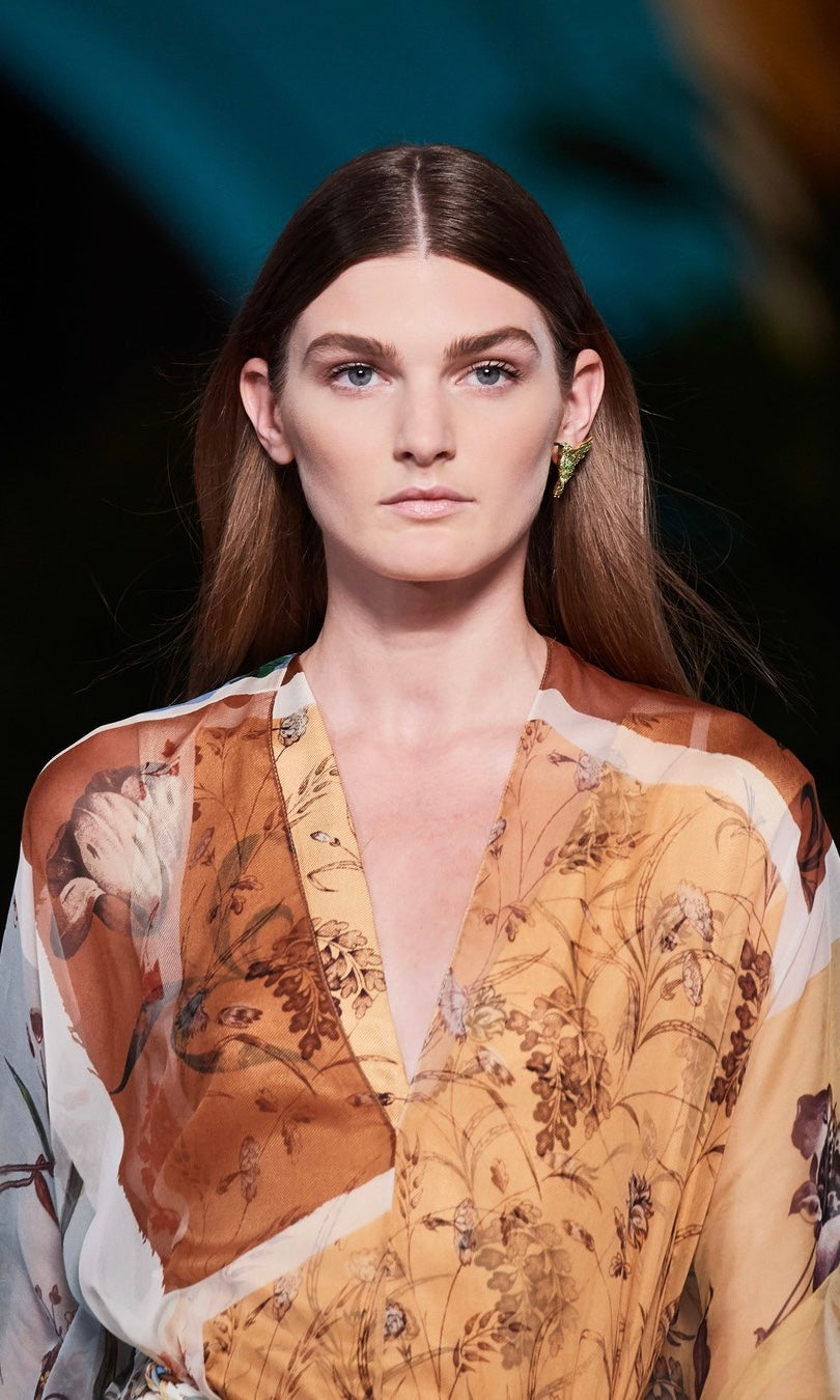 Hummingbird & Red Cardinal Flower Ear Cuff and Earring