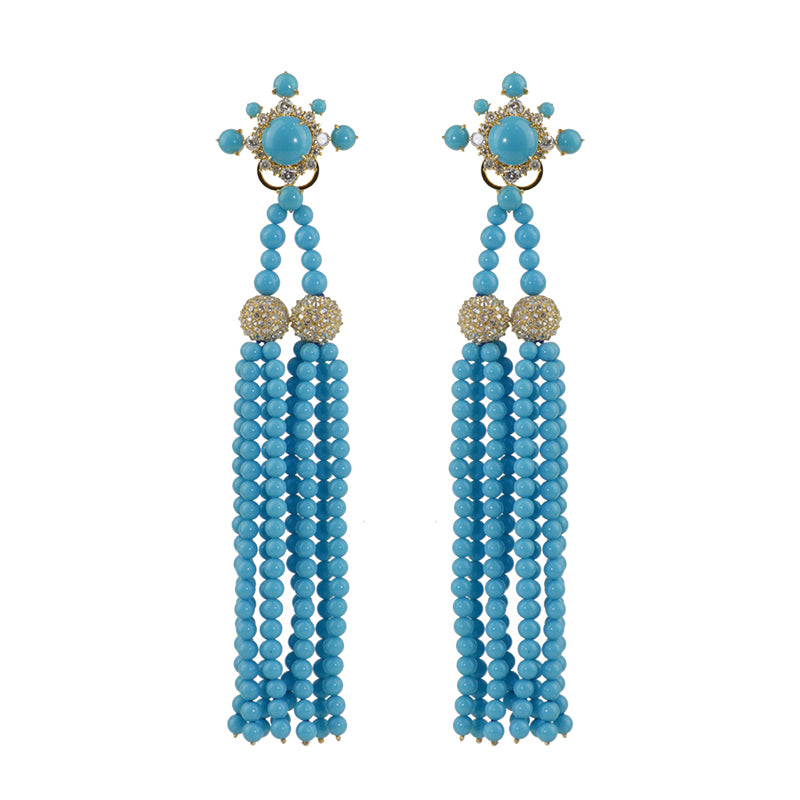 bu-yao-步摇-turquoise-tassel-earrings