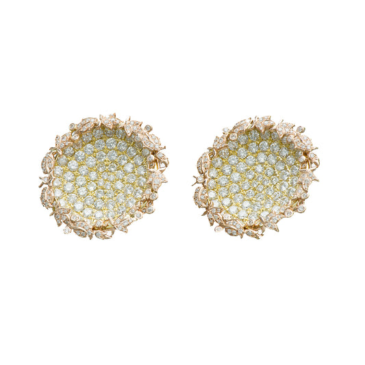 Concave Floral Disc Earrings